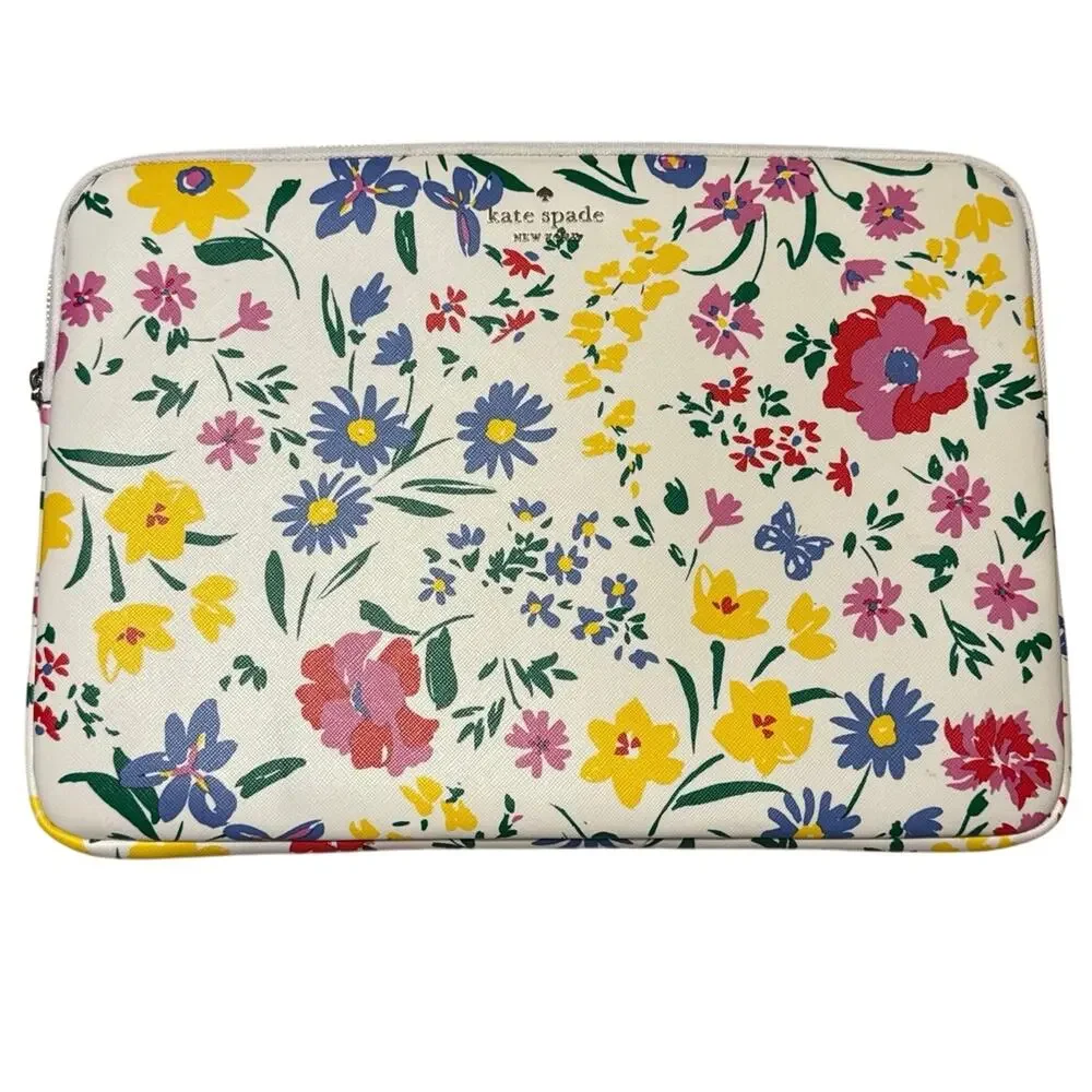 Kate Spade Staci Garden Bouquet Laptop Sleeve Cream Floral Multi-Color 15.3